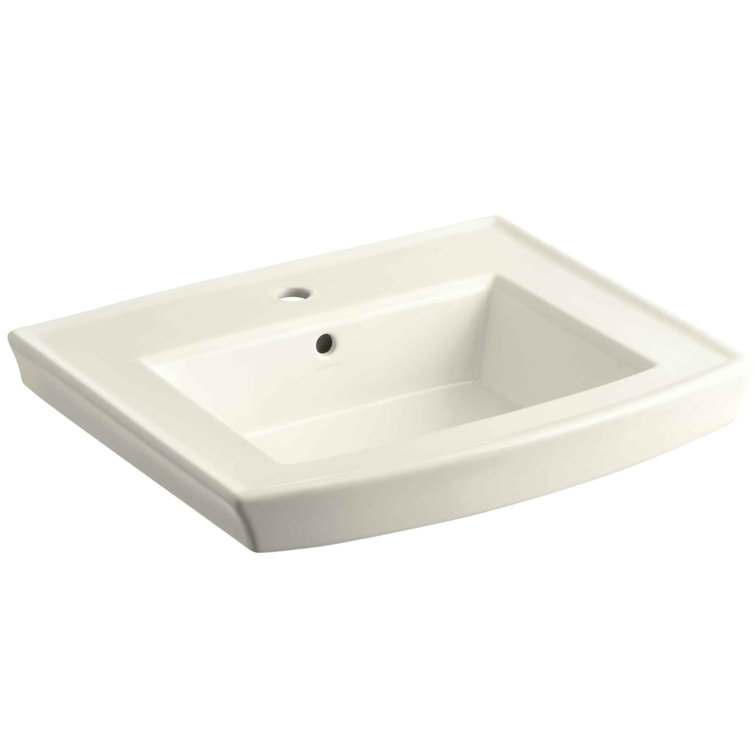 Archer Timeless 24" Rectangular Pedestal Sink in Biscuit Porcelain