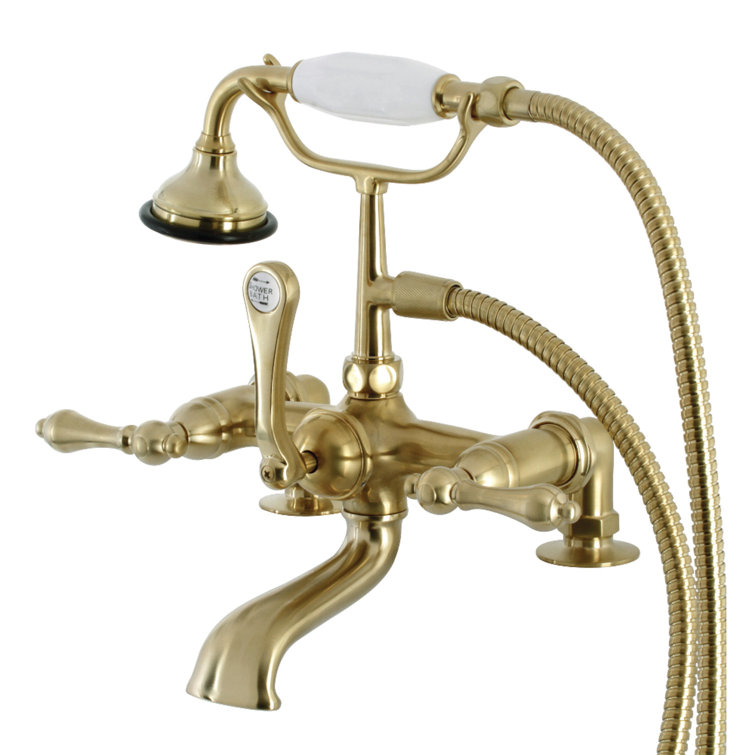 Brushed Brass Vintage Clawfoot Tub Faucet with Hand Shower