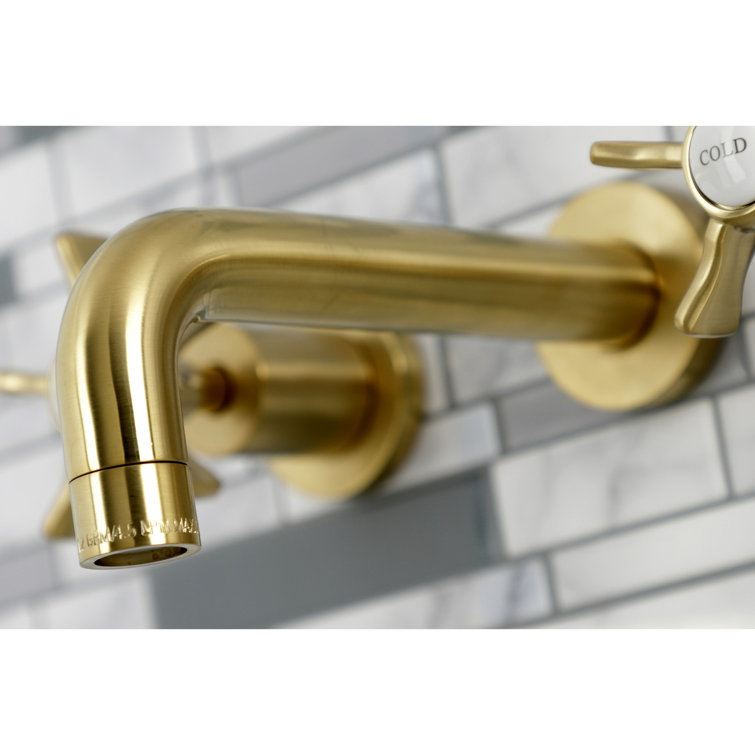 Hamilton Traditional Brushed Brass Wall Mounted Bathroom Faucet
