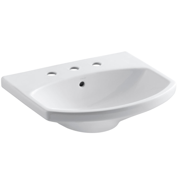 Cimarron Elegant White Ceramic Oval Pedestal Bathroom Sink