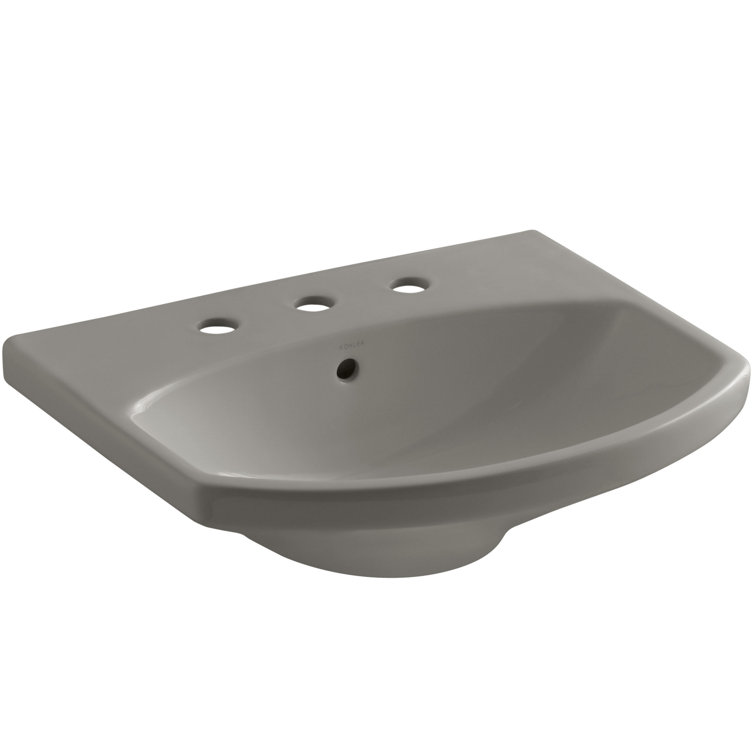 Biscuit Ceramic 23" Pedestal Bathroom Sink with Overflow