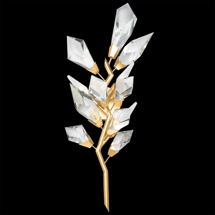 Foret Gold Leaf 3-Light Wallchiere with Faceted Crystal Leaves