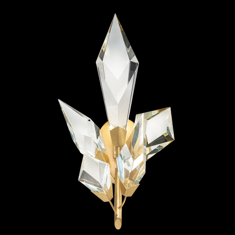 Majestic Forest Gold Leaf Dimmable Wall Sconce with Crystal Leaves