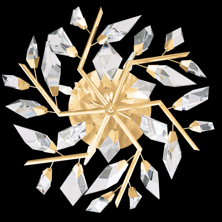 Majestic Forest Gold Leaf 4-Light Semi-Flush Mount with Hand-Cut Crystal
