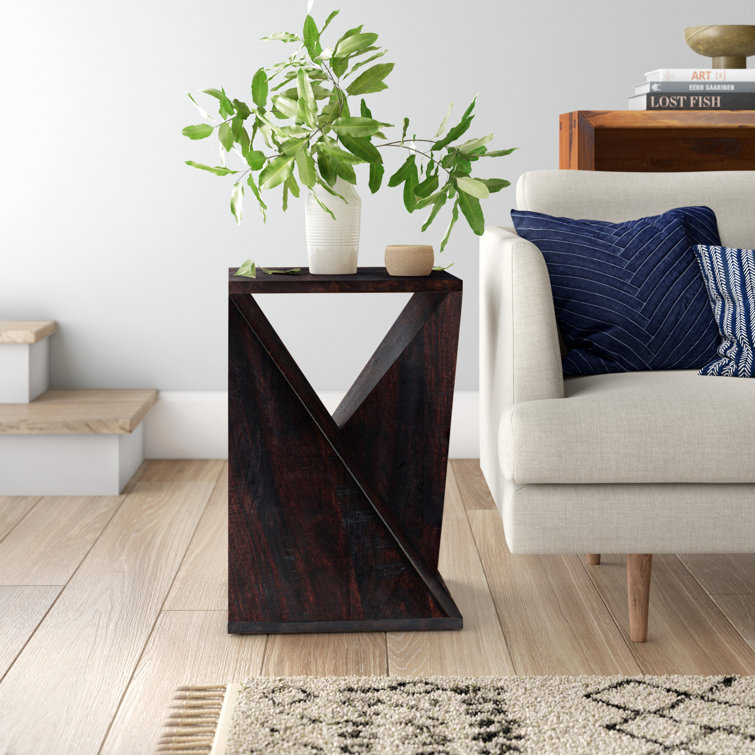 Jasper Espresso 16'' Square Solid Wood & Metal End Table