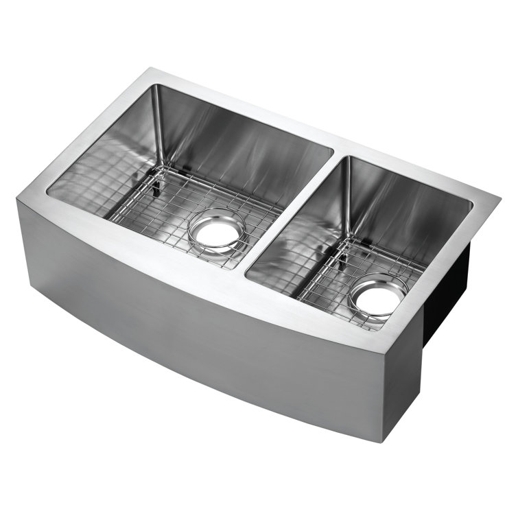 Parketon 30'' Stainless Steel Double Bowl Farmhouse Kitchen Sink