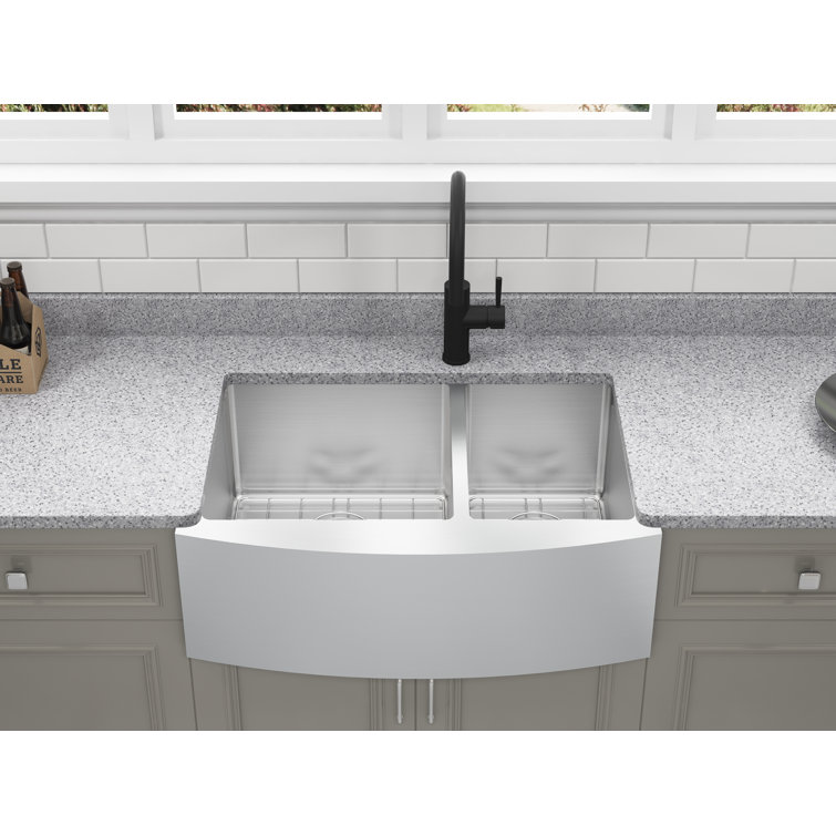 Parketon 30'' Stainless Steel Double Bowl Farmhouse Kitchen Sink