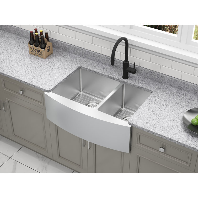 Parketon 30'' Stainless Steel Double Bowl Farmhouse Kitchen Sink