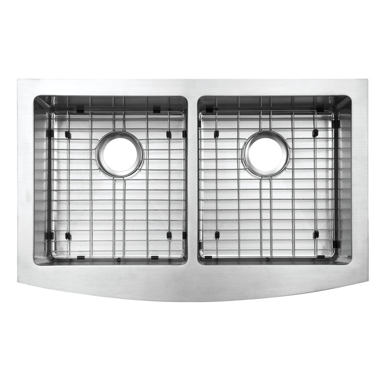 Belleville 33'' Satin Stainless Steel Farmhouse Double Bowl Sink