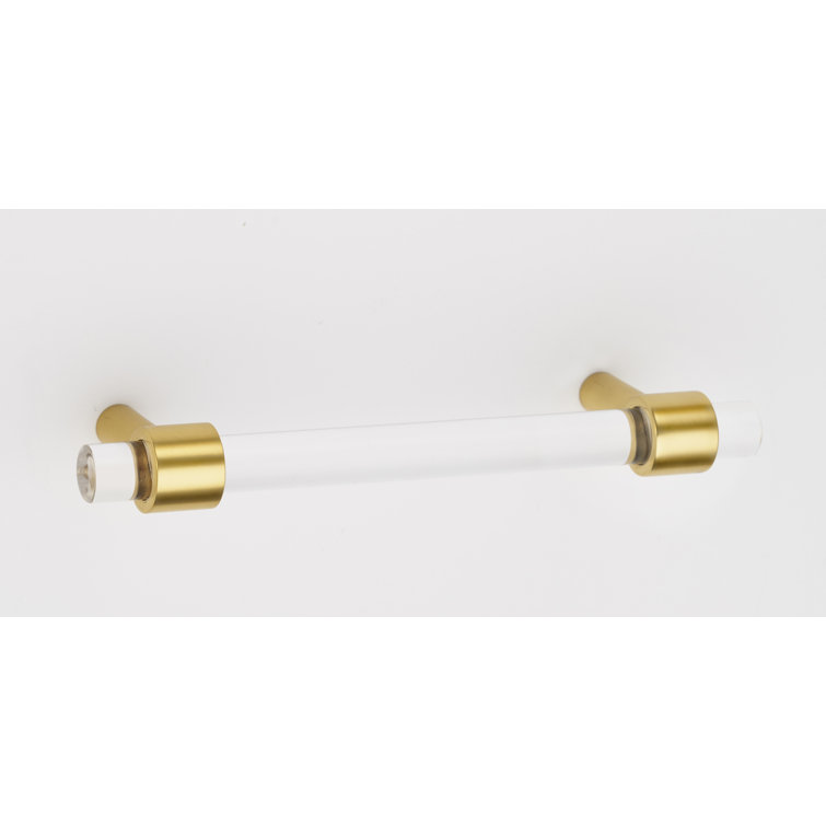 Polished Brass and Acrylic Modern Bar Pull with Mounting Hardware