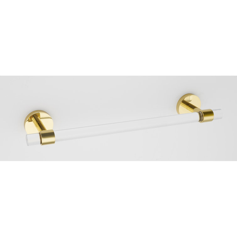 12 Inch Polished Brass and Acrylic Wall Mounted Towel Bar
