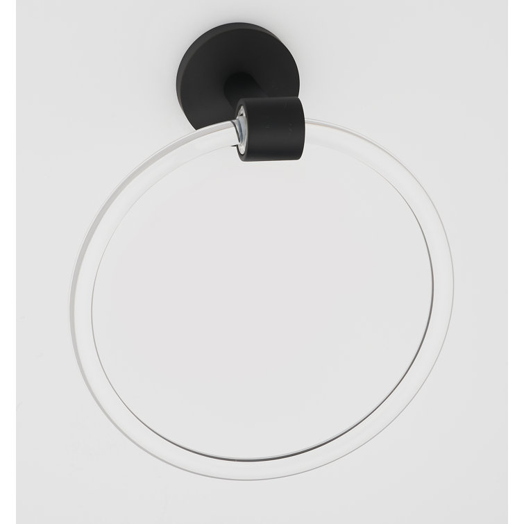 Matte Black and Clear Acrylic Wall Mounted Towel Ring