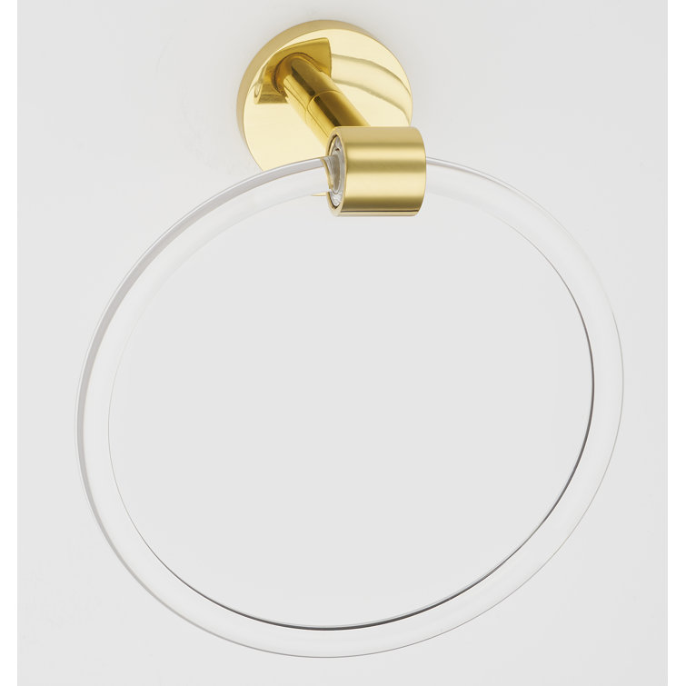 Polished Brass and Acrylic Wall Mounted Towel Ring