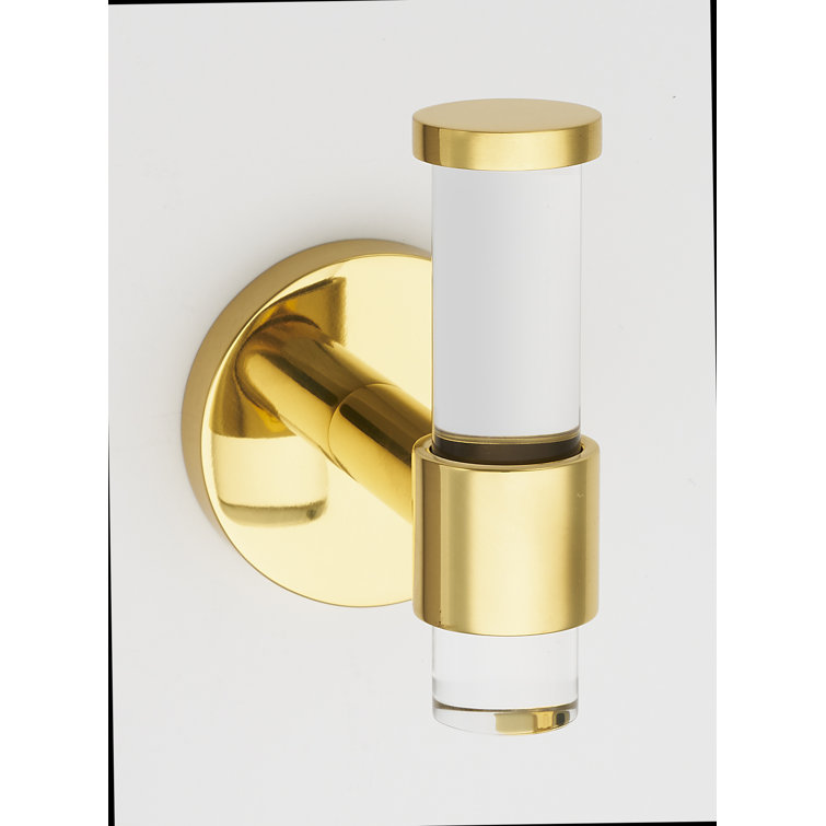 Polished Brass and Acrylic Wall Mounted Robe Hook