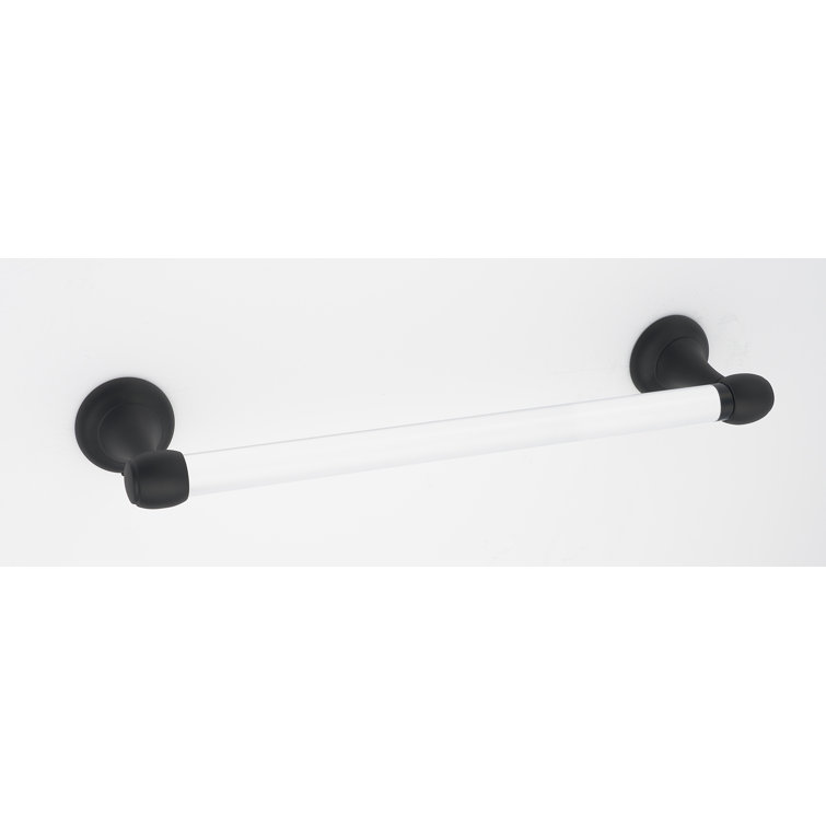Royale 13.875'' Matte Black and Acrylic Wall Mounted Towel Bar