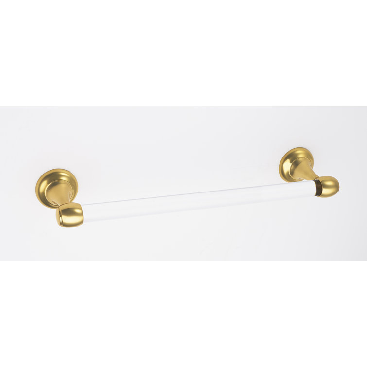 12-Inch Polished Brass and Acrylic Wall Mounted Towel Bar