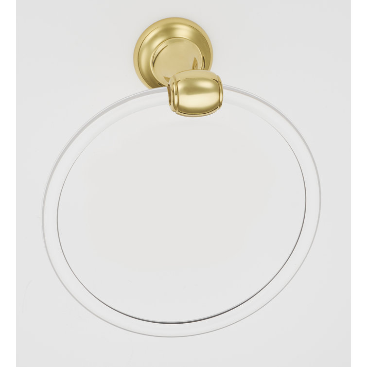 Polished Brass and Acrylic Wall Mounted Towel Ring