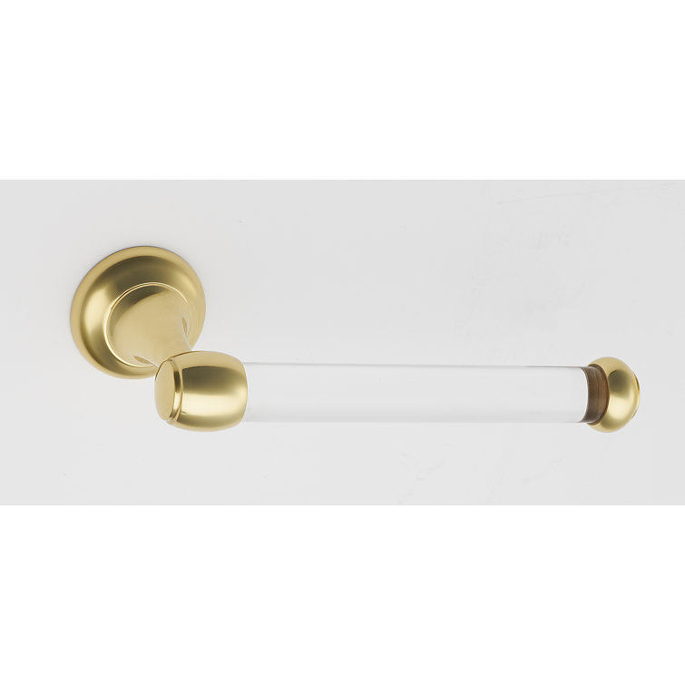 Polished Brass and Acrylic Wall Mounted Toilet Paper Holder