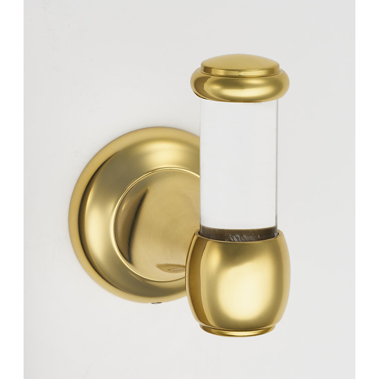 Polished Brass and Acrylic Wall Mounted Robe Hook