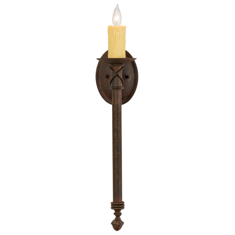 Rust Finish Steel Candle Wall Sconce