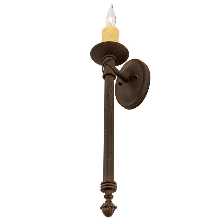 Rust Finish Steel Candle Wall Sconce