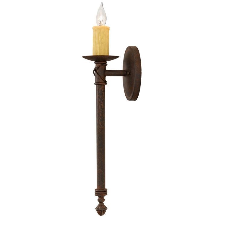 Rust Finish Steel Candle Wall Sconce