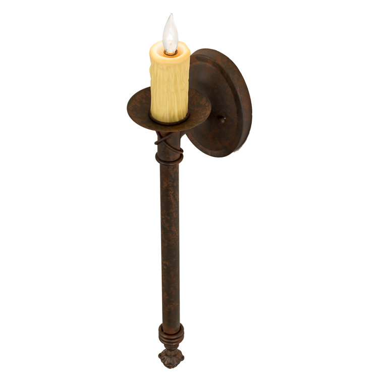 Rust Finish Steel Candle Wall Sconce