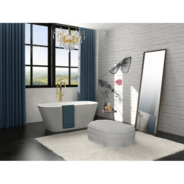 Gloss White Acrylic 65" Freestanding Oval Soaking Bathtub