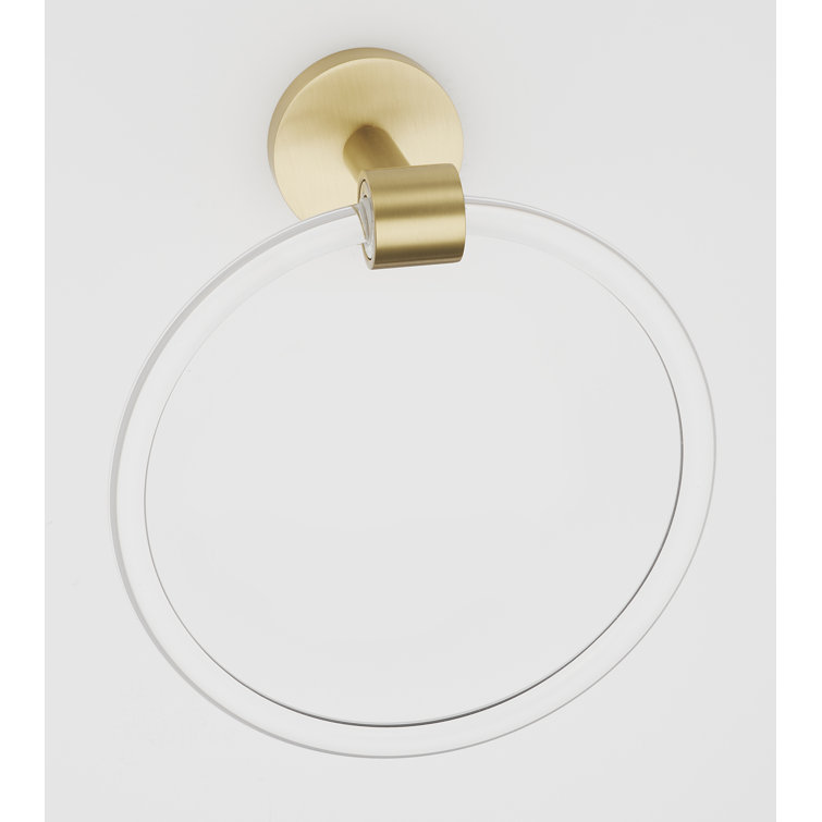 Satin Brass and Acrylic Round Wall Mounted Towel Ring