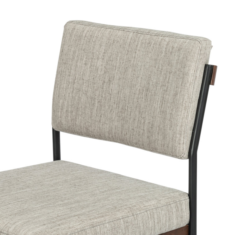 Modern Almond Nettlewood & Black Iron Swivel Bar Stool with Flannel Seat