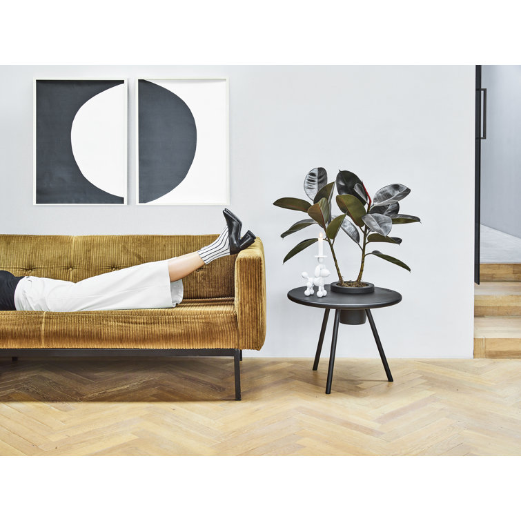 Bakkes Round Light Gray Metal Planter Side Table