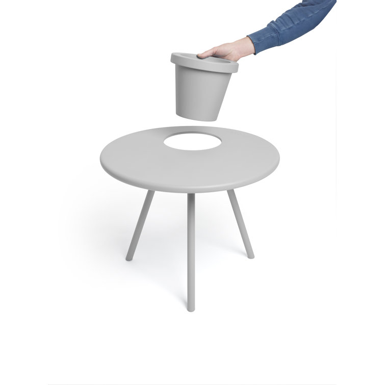 Bakkes Round Light Gray Metal Planter Side Table