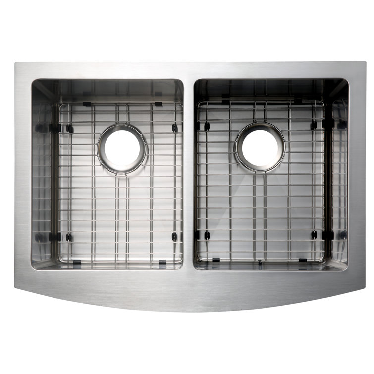 Parketon 30'' Satin Stainless Steel Double Bowl Farmhouse Sink