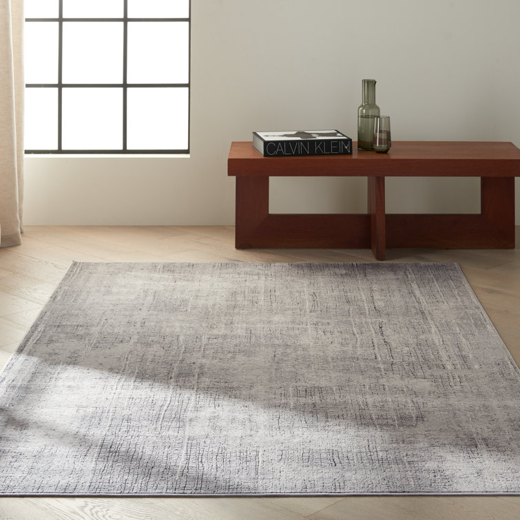 Abstract Vapor Gray 5' x 7' Handmade Viscose Area Rug