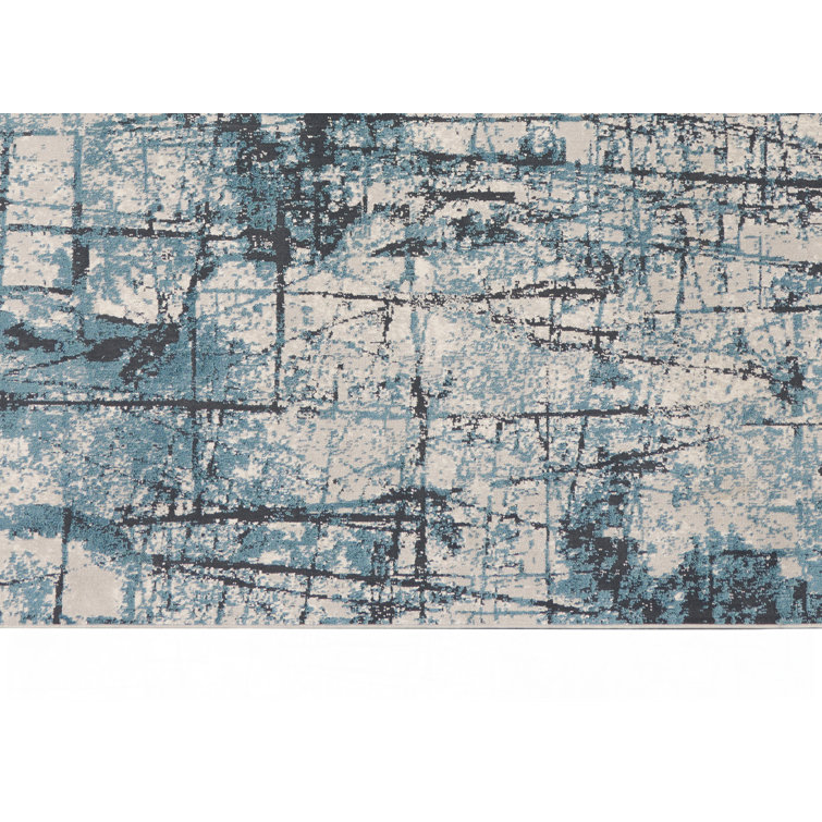 Abstract Vapor Handmade Viscose Rectangular Rug in Gray
