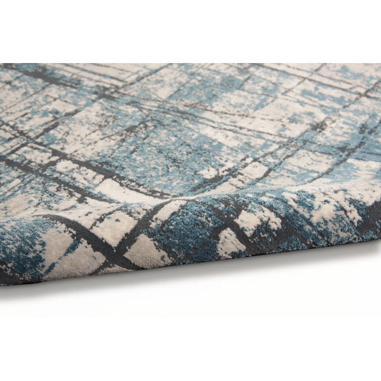 Abstract Vapor Handmade Viscose Rectangular Rug in Gray