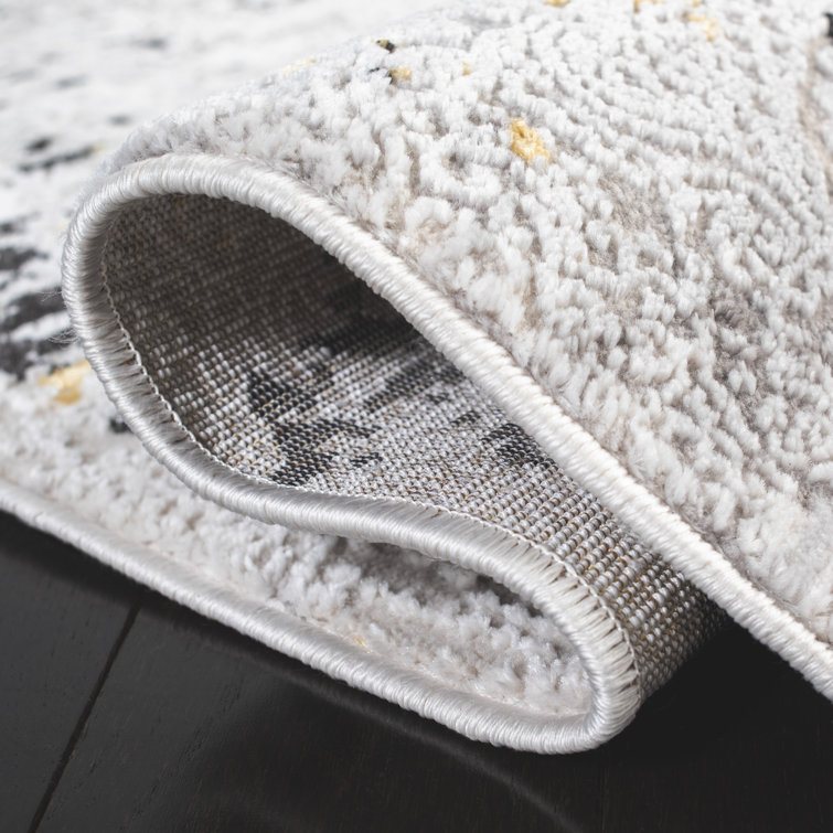 Amelia Grey and Gold Abstract Square Area Rug