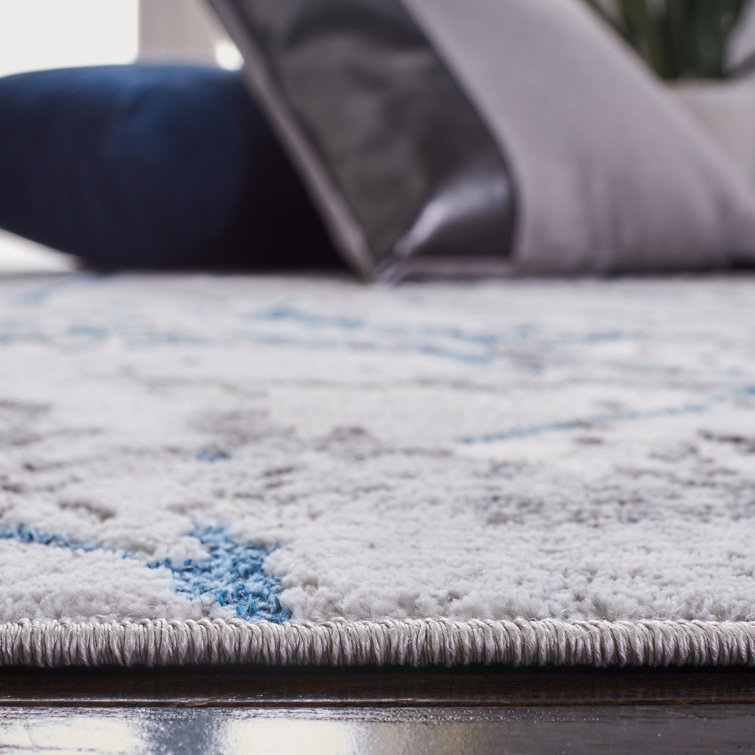Amelia Grey and Blue Abstract Synthetic Area Rug