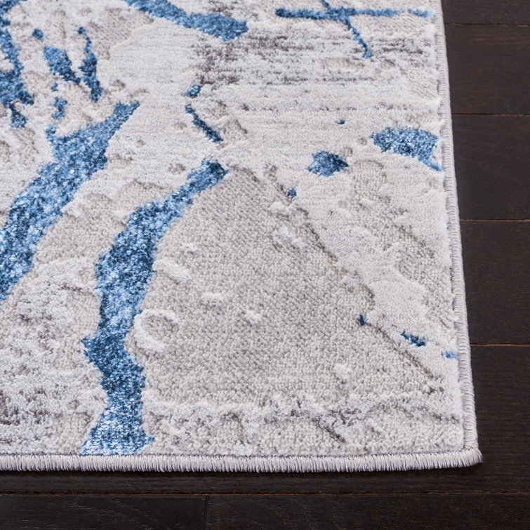 Amelia Grey and Blue Abstract Synthetic Area Rug