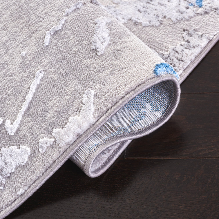 Amelia Grey and Blue Abstract Synthetic Area Rug