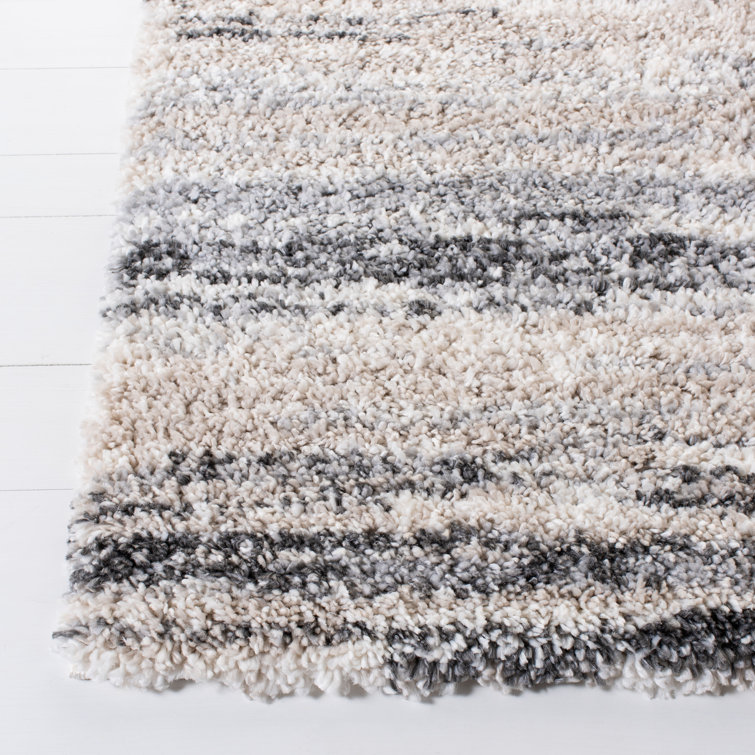 Ivory Shag Bliss Round Synthetic Area Rug, 60" Easy Care