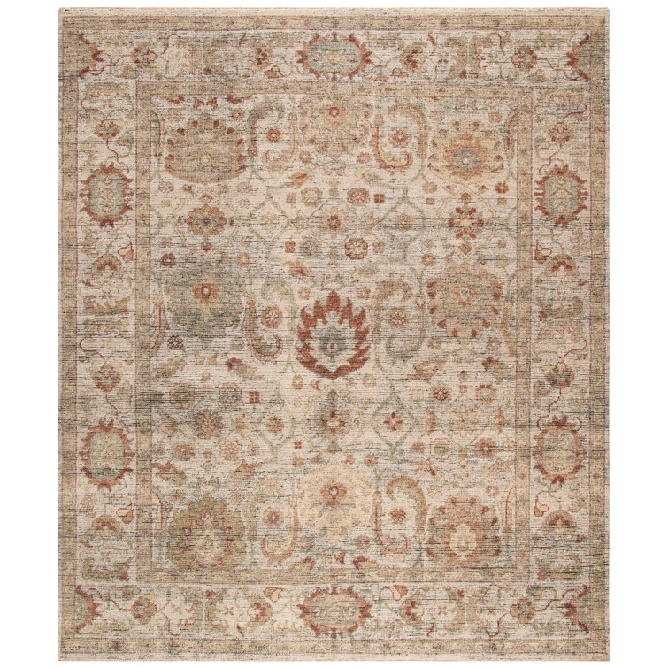 Ivory Hand-Knotted Wool 10' x 14' Oriental Rug