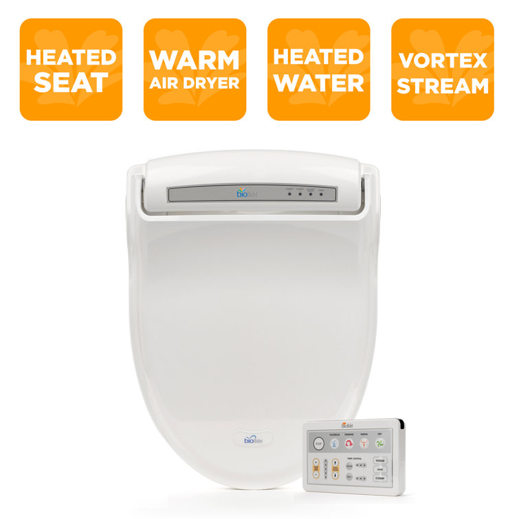 White Heated Electric Bidet Toilet Seat with Remote Control