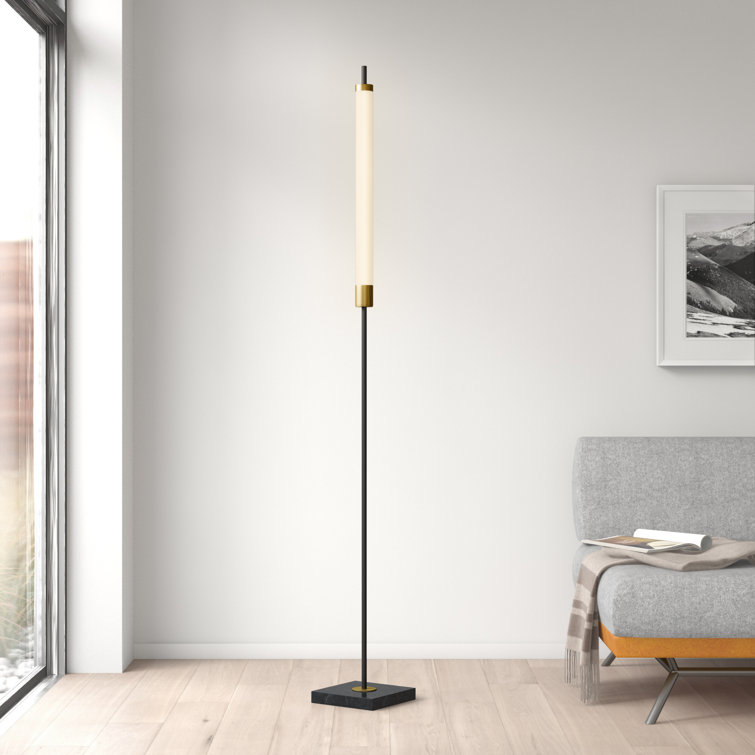 Piper 72'' Matte Black and Antique Brass LED Floor Lamp