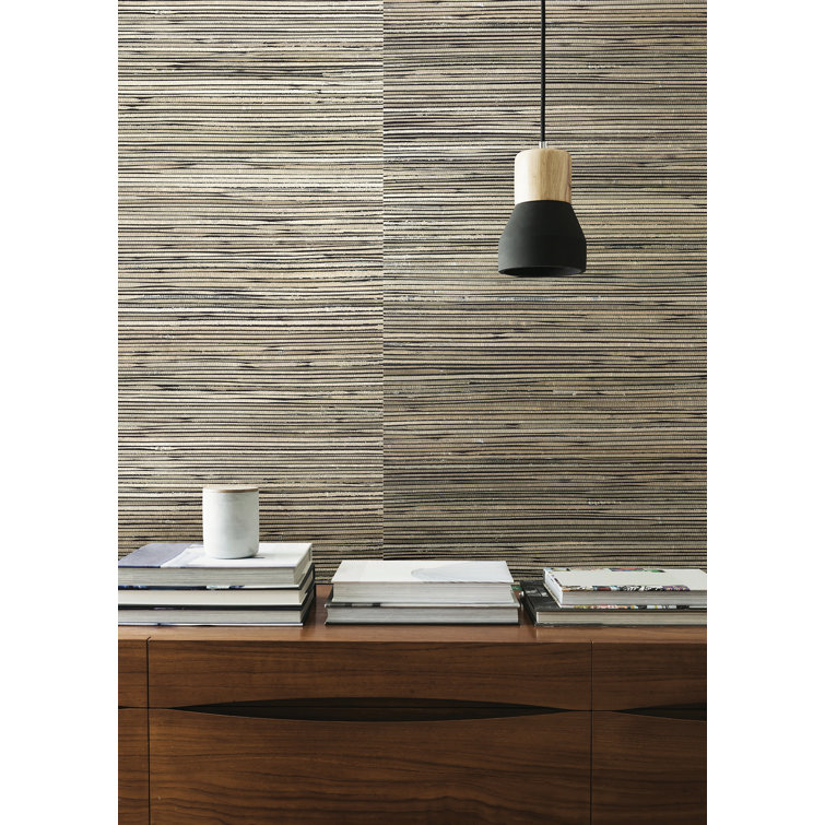 Surin Metallic Brown Grasscloth Wallpaper Roll