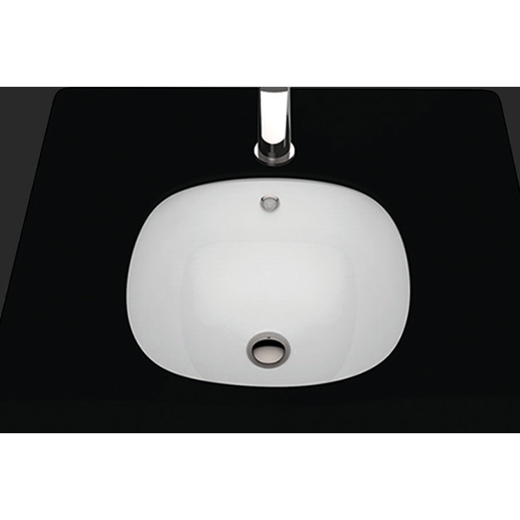 Glossy White Ceramic Circular Undermount Bathroom Sink with Overflow