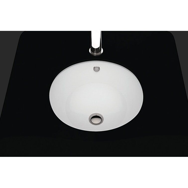 Glossy White Ceramic Round Undermount Bathroom Sink with Overflow