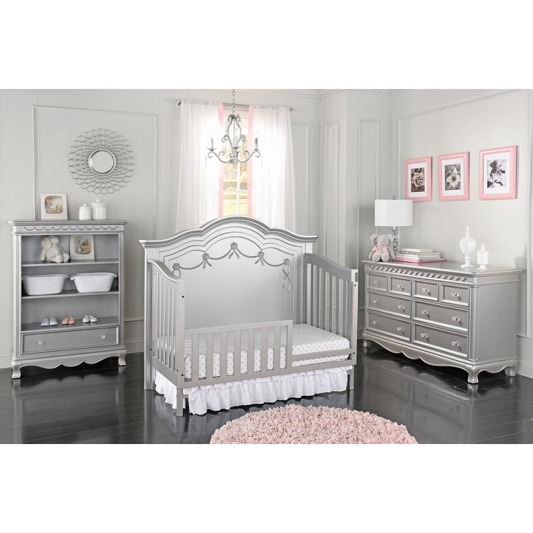 Adelina Metallic Gray 3-Shelf Traditional Wood Bookcase