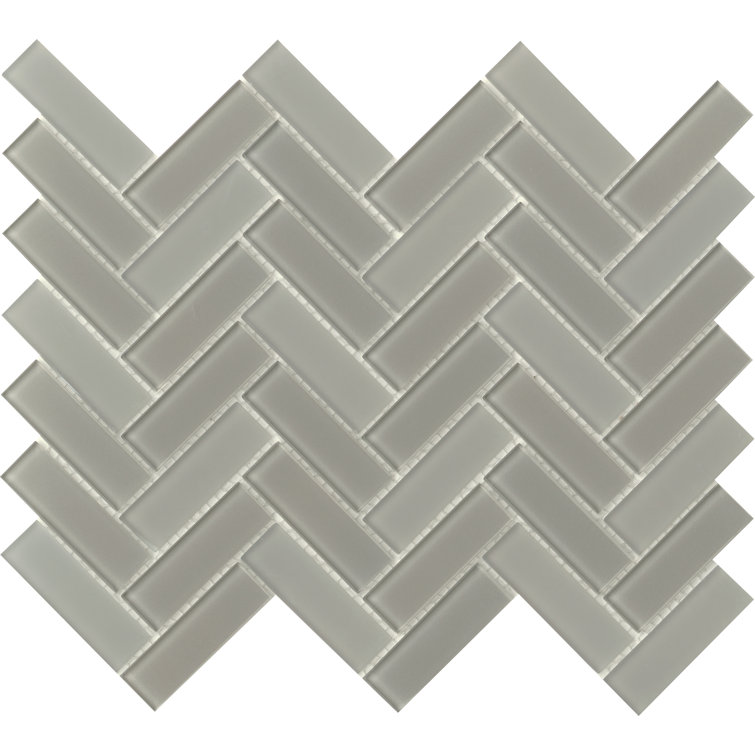 Grace 9.76" Glossy Glass Herringbone Shower Tile