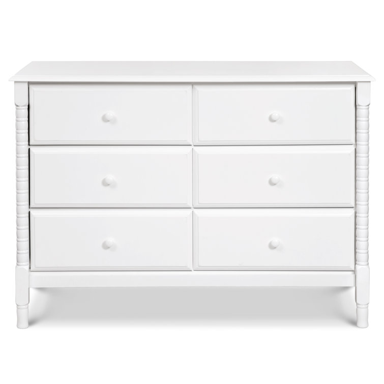 White Spindle 6-Drawer Nursery Dresser
